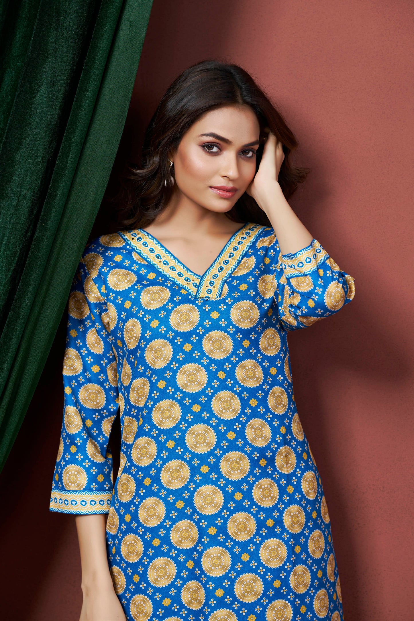 Rimeline Ethnic Motifs Printed Straight Kurta
