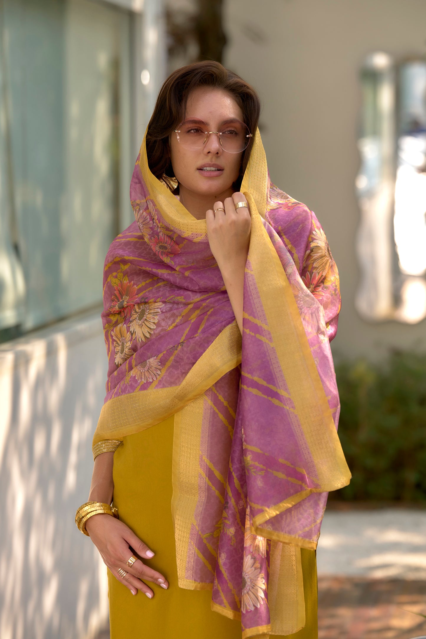 Yellow Mustard Embroidered Kurta Set