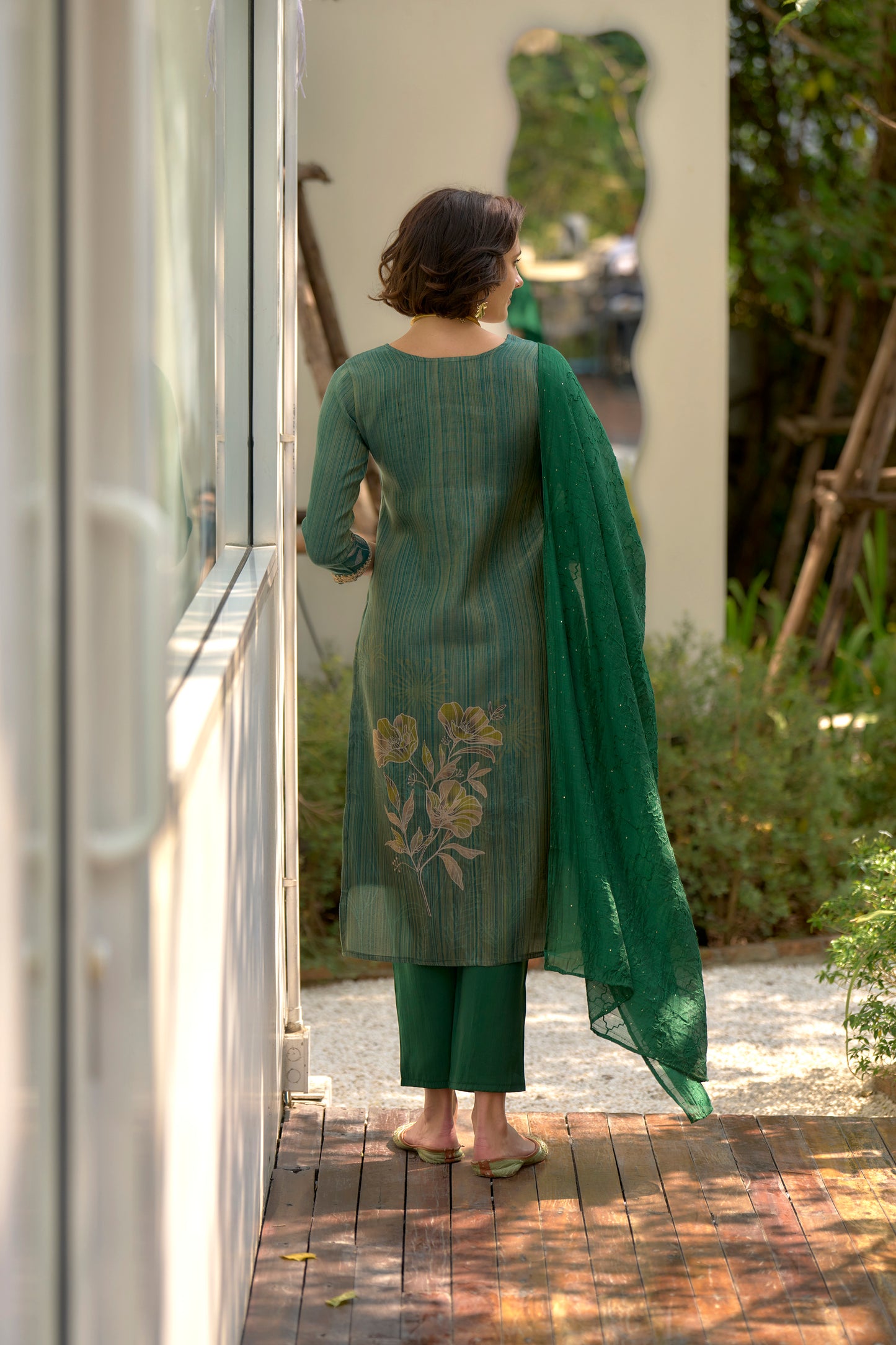Emerald Bloom Embroidered Kurta Set