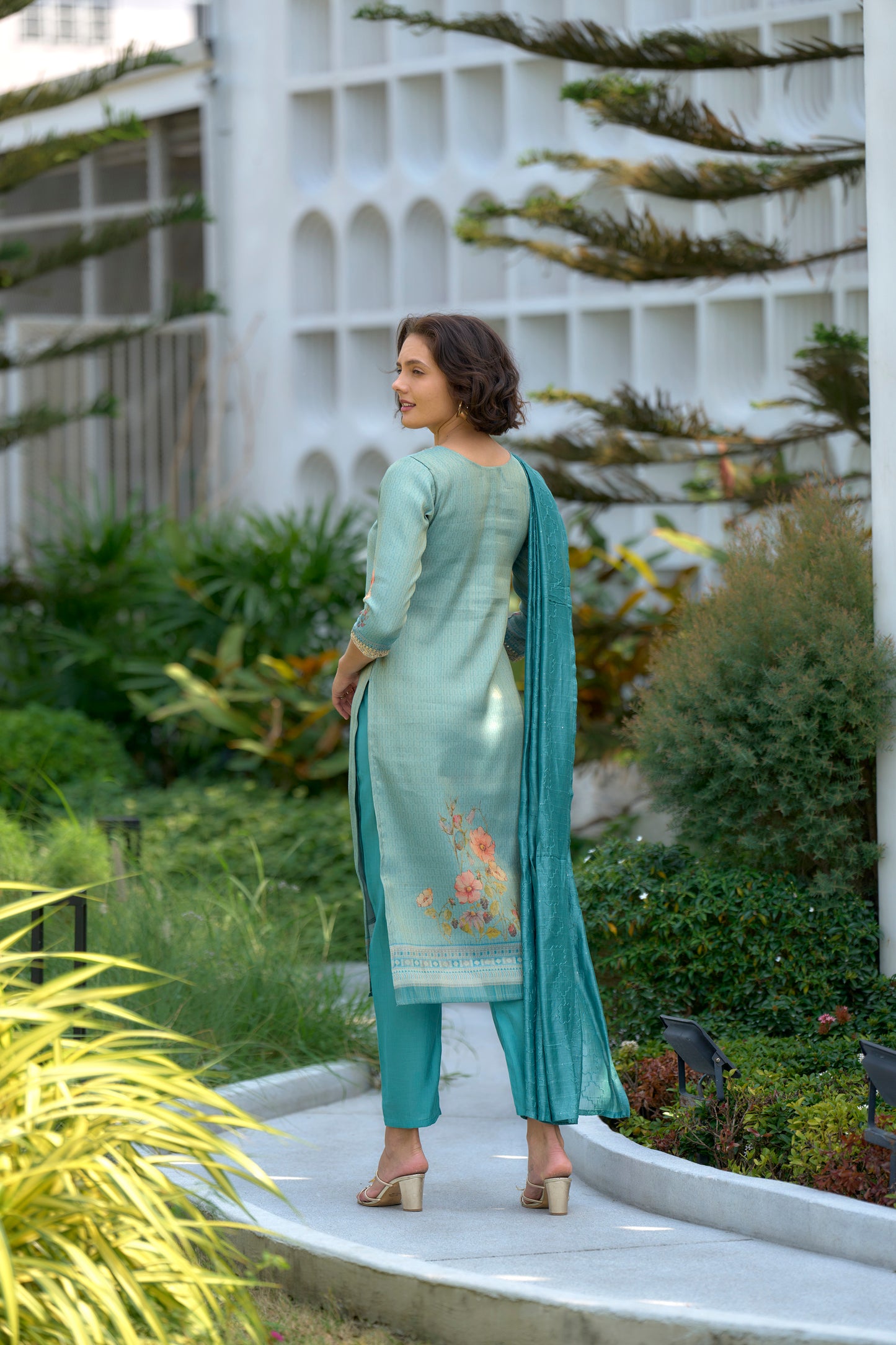 Seafoam Elegance Embroidered Kurta Set