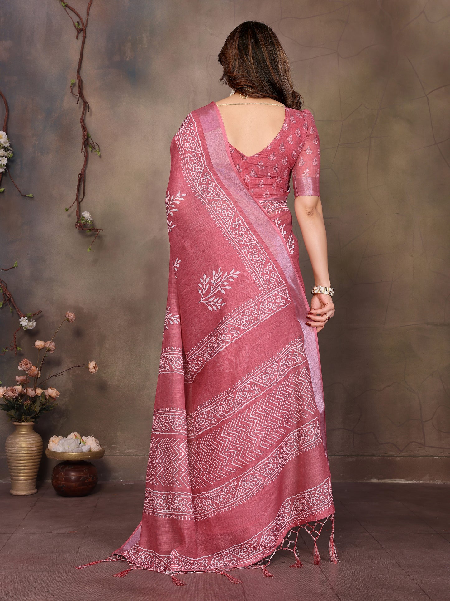 Inithi Woven Bollywood Cotton Linen Saree
