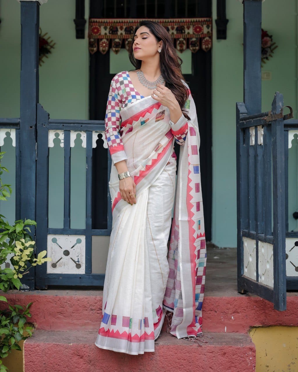 Premium Lilen Cotton Digital Print Saree