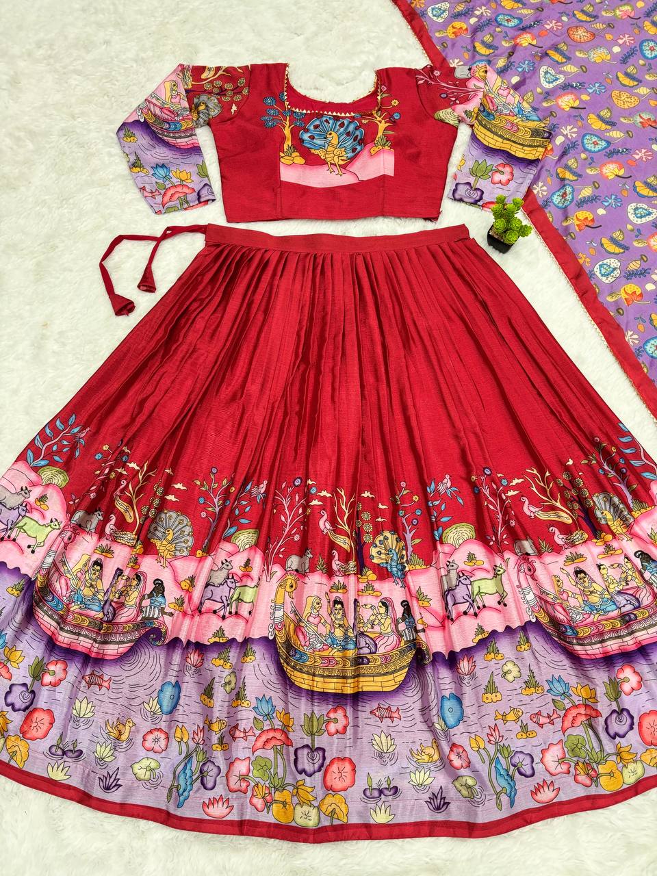 Exquisite Kalamkari Lehenga in Rich Multicolor Design – Perfect for Cultural & Festive Events