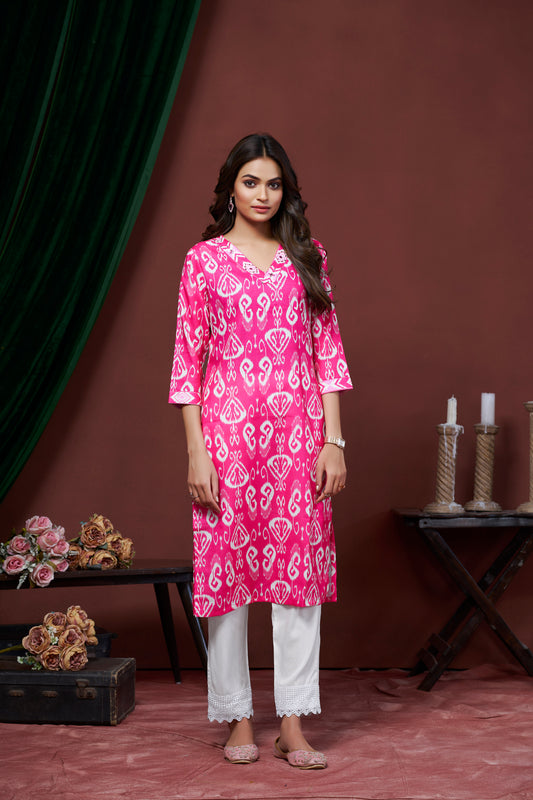 Women Floral Print Straight Kurti