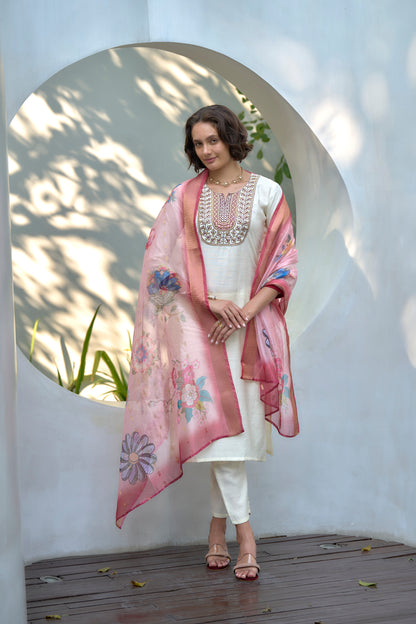 Ivory Embroidered Kurta Set