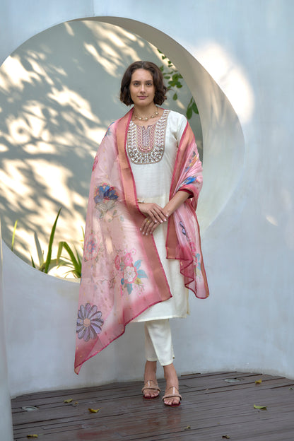 Ivory Embroidered Kurta Set