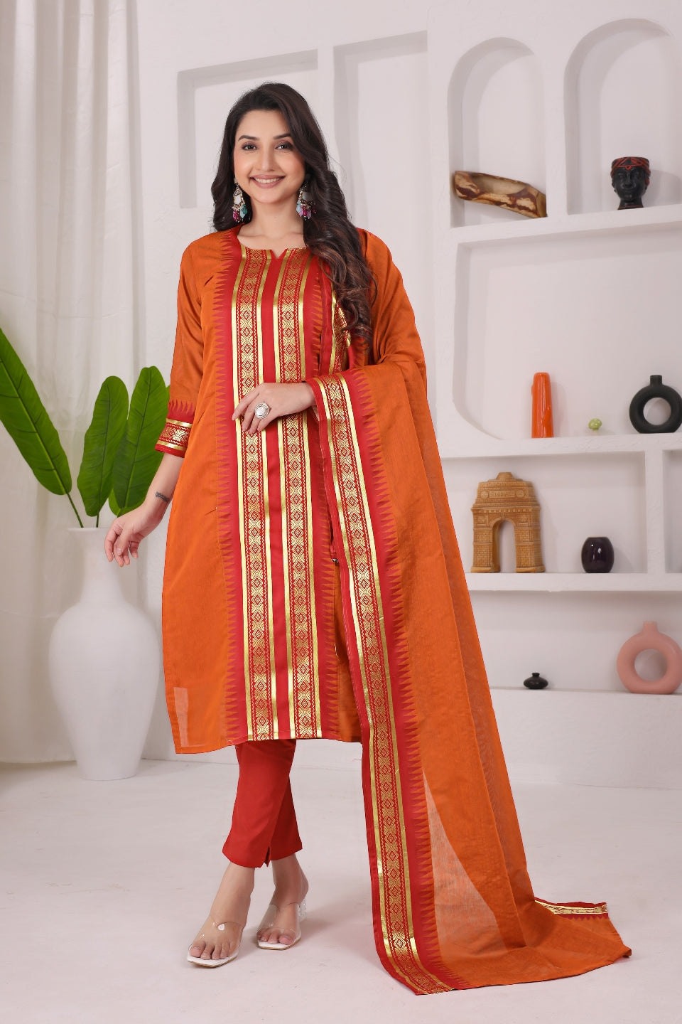 Pure Kanchi Cotton Kurti With Duppata