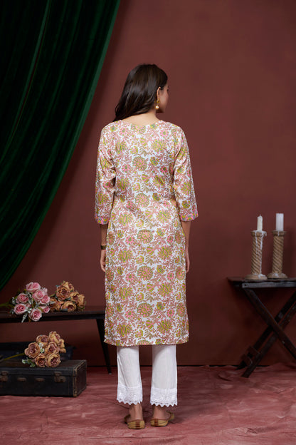 Women Floral Print Straight Kurti