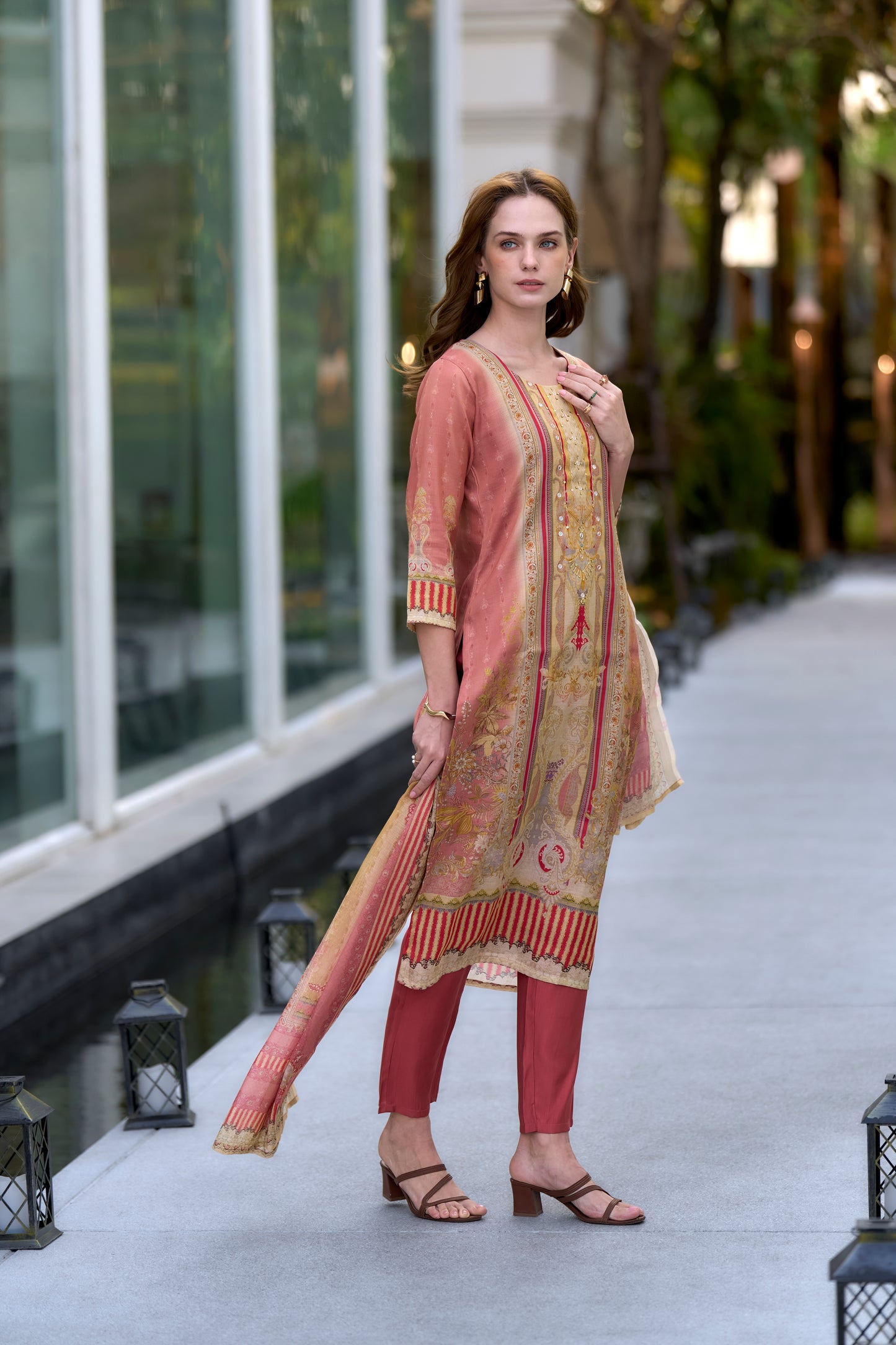 Soft Aura Handblock Kurta Set