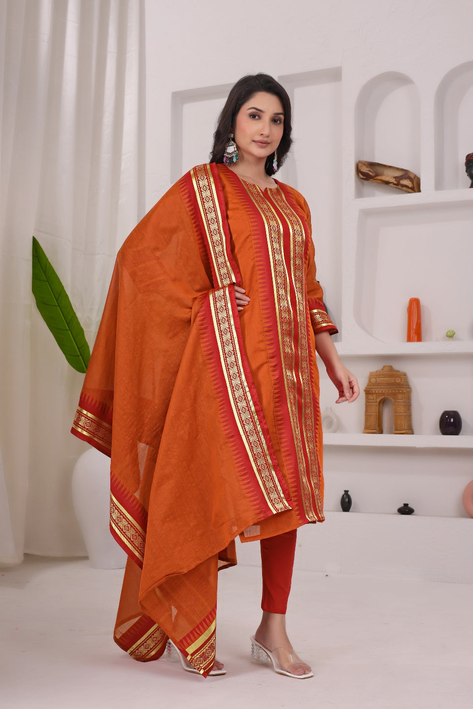 Pure Kanchi Cotton Kurti With Duppata