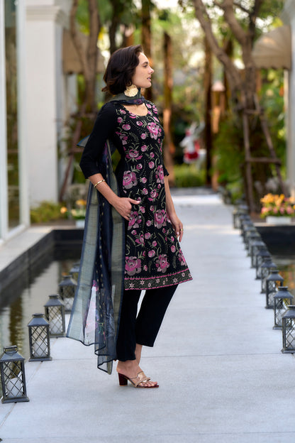 Embroidered Rayon Kurta Set