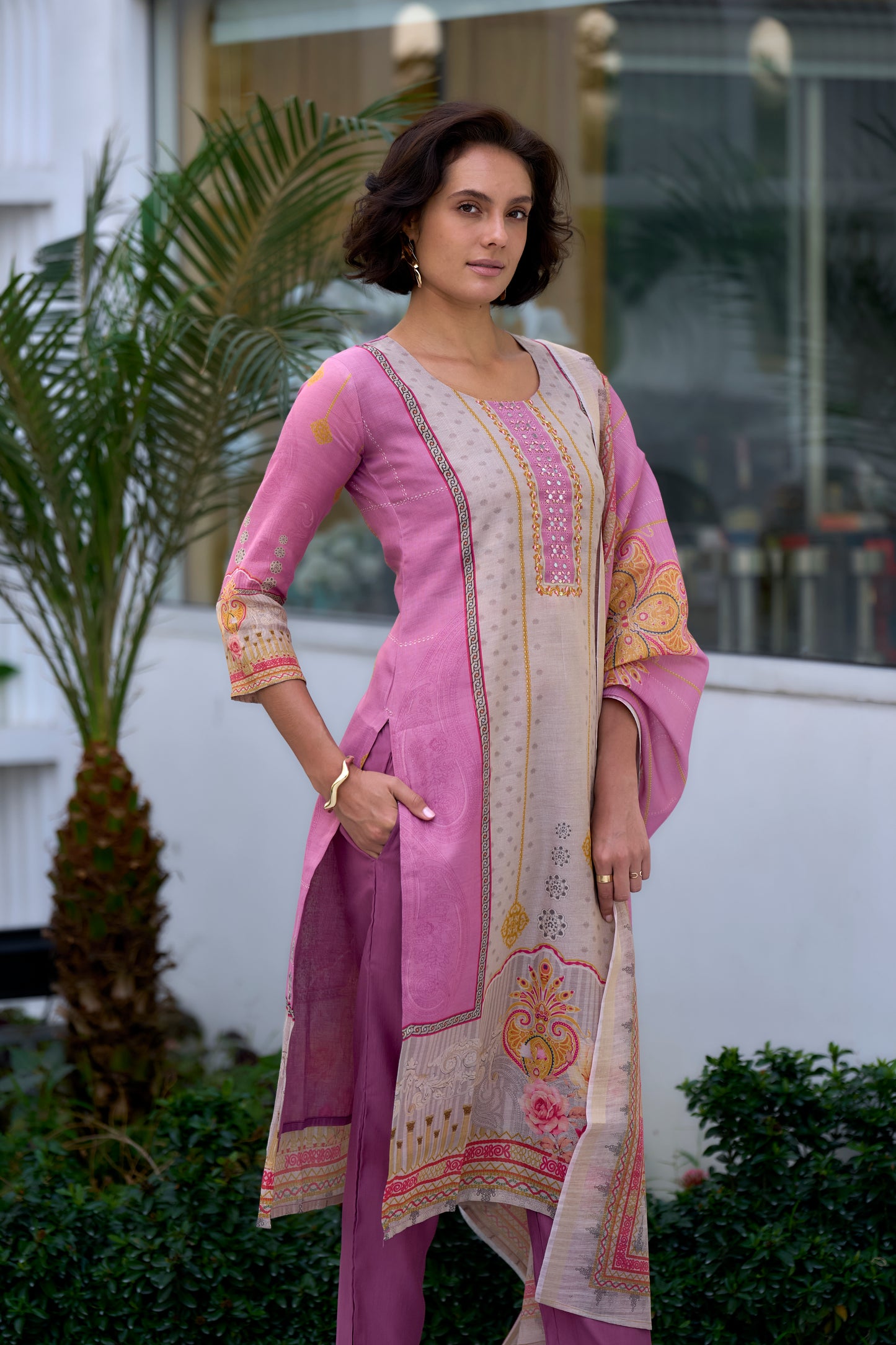 Cotton Summer Special Digital Printed Kurti Pant Dupatta Set