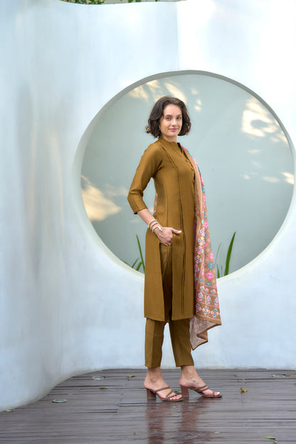 Mustard Brown Kurta Set