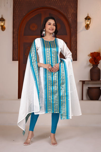 Pure Kanchi Cotton Kurti With Duppata