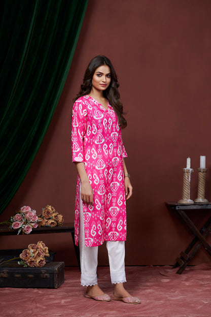 Women Floral Print Straight Kurti