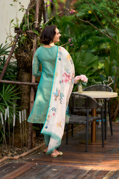 Women Burgundy Pure Cotton Printed A Line Kurta