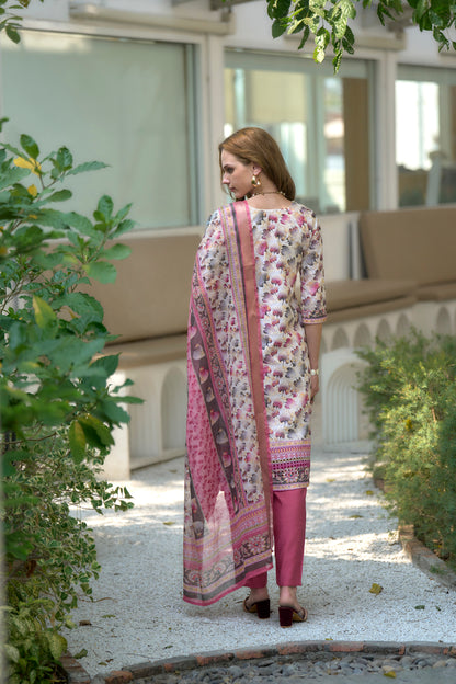 White Cotton Printed Kurta Set