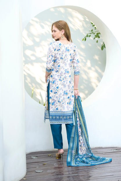 White Cotton Printed Kurta Set