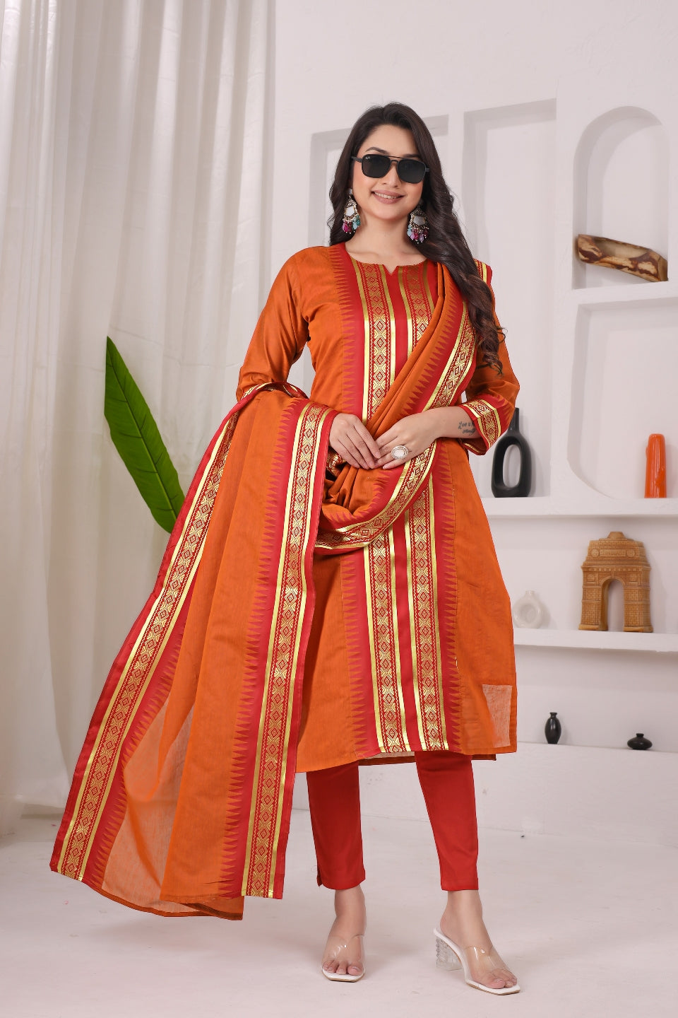 Pure Kanchi Cotton Kurti With Duppata