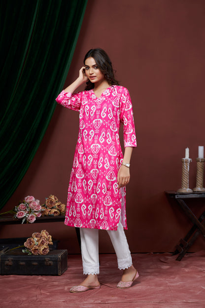 Women Floral Print Straight Kurti