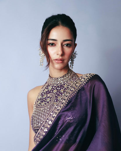 Royal Raatrani Purple Designer Saree with Heavy Zari Embroidery – Party Wear Saree for Women