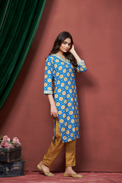 Rimeline Ethnic Motifs Printed Straight Kurta
