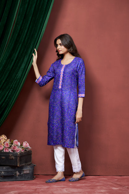 Rangita Women's Printed Knee Length Straight Kurti