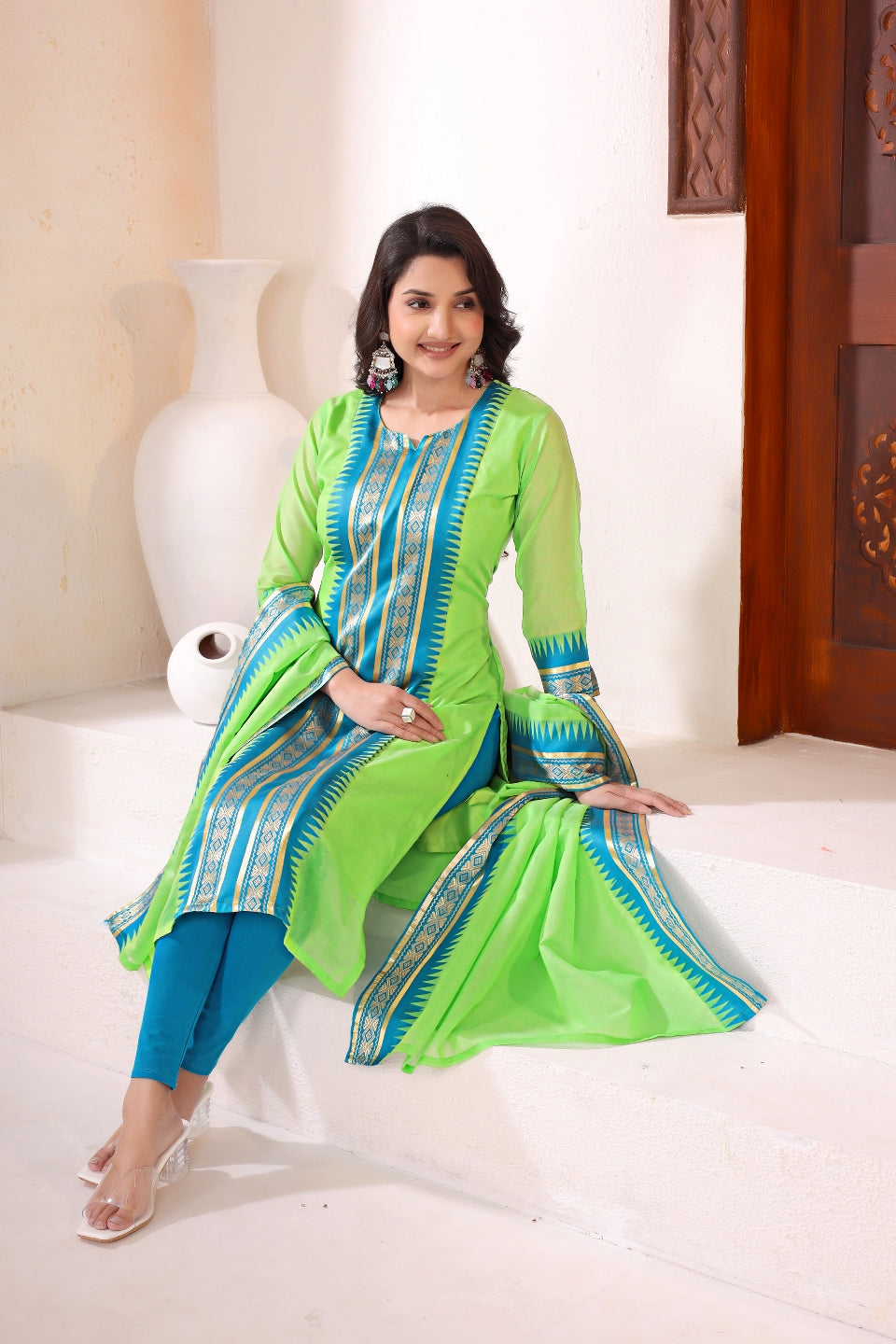 Pure Kanchi Cotton Kurti With Duppata