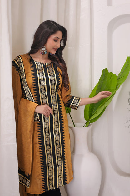 Pure Kanchi Cotton Kurti With Duppata