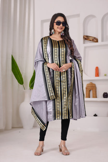 Pure Kanchi Cotton Kurti With Duppata