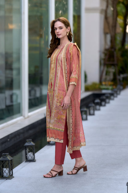 Soft Aura Handblock Kurta Set