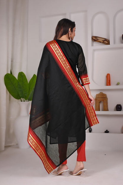 Pure Kanchi Cotton Kurti With Duppata