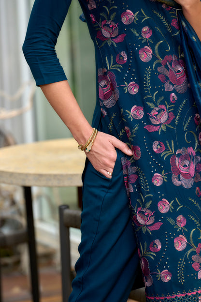 SEW Floral Embroidered V-Neck Anarkali Kurta