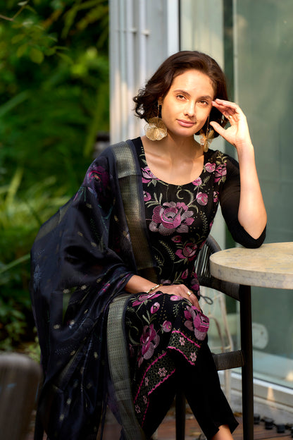 Embroidered Rayon Kurta Set