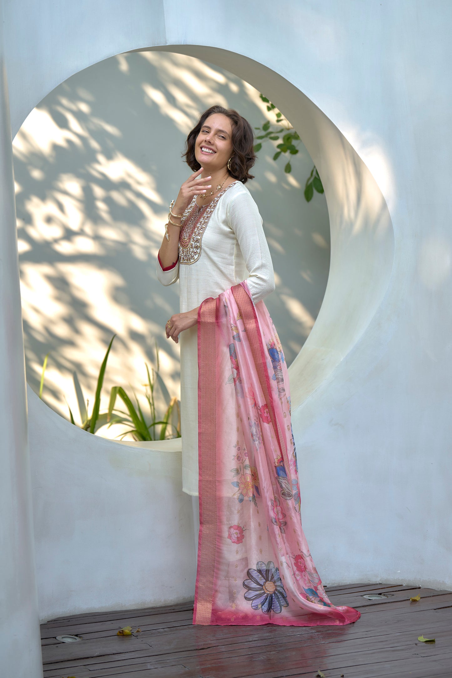 Ivory Embroidered Kurta Set