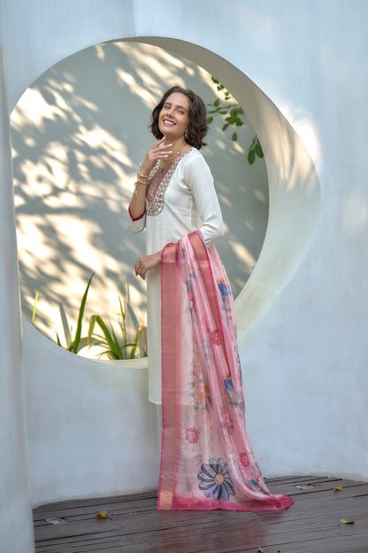 Ivory Embroidered Kurta Set