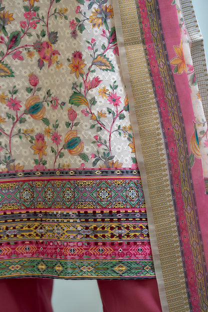 White Printed Cotton Kurta Set