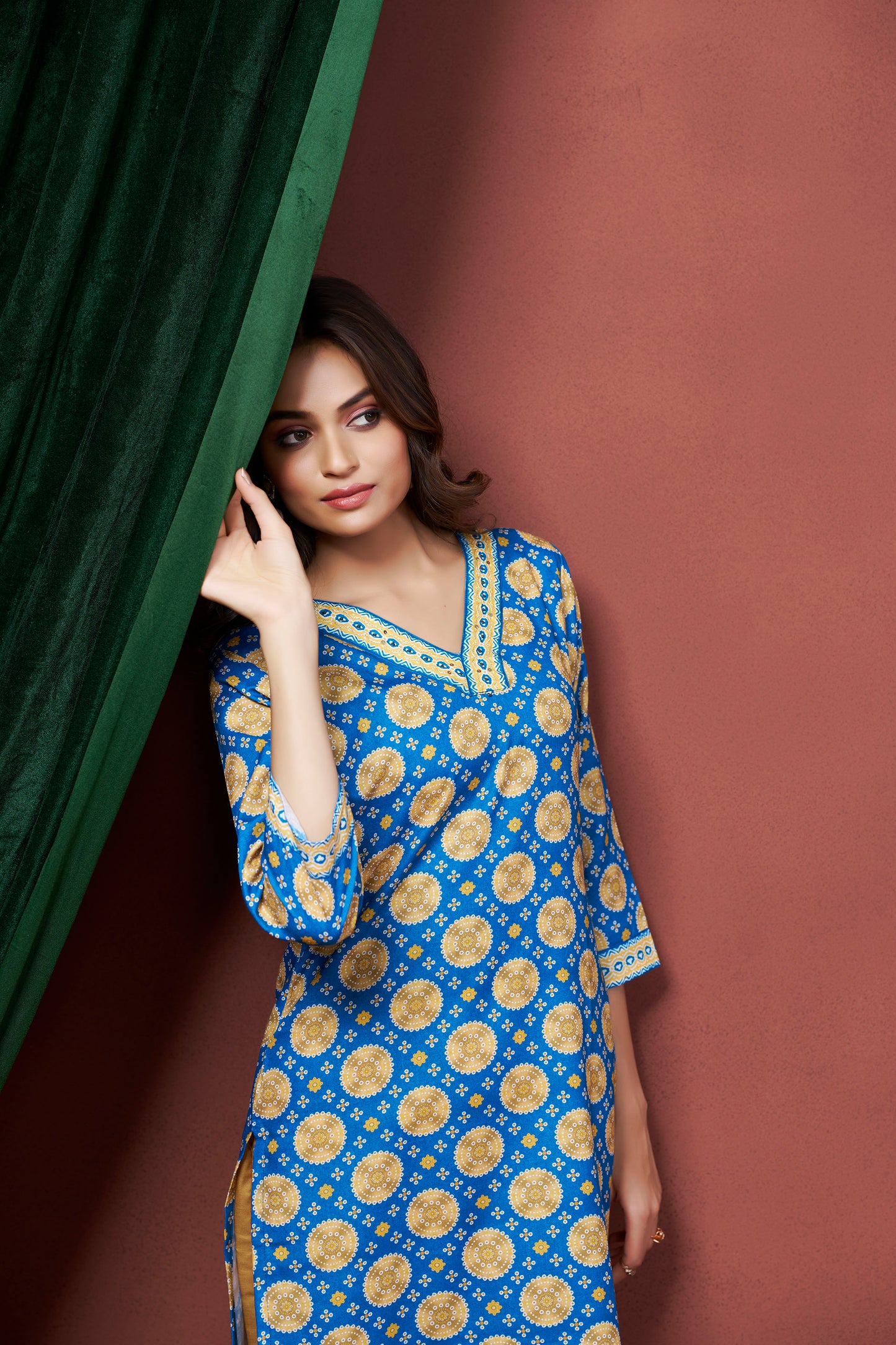 Rimeline Ethnic Motifs Printed Straight Kurta
