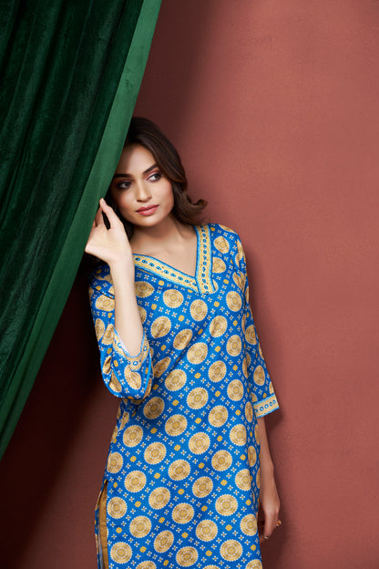 Rimeline Ethnic Motifs Printed Straight Kurta