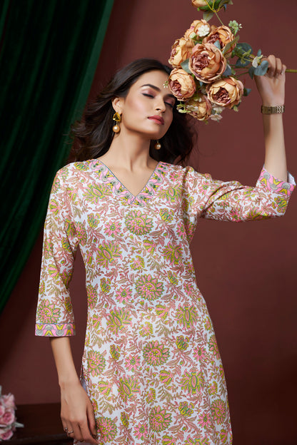 Women Floral Print Straight Kurti