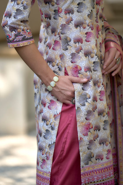 White Cotton Printed Kurta Set