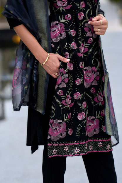 Embroidered Rayon Kurta Set