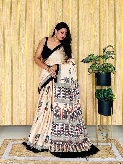 SUPER RICH PURE GAJI SATIN AJRAK SAREE