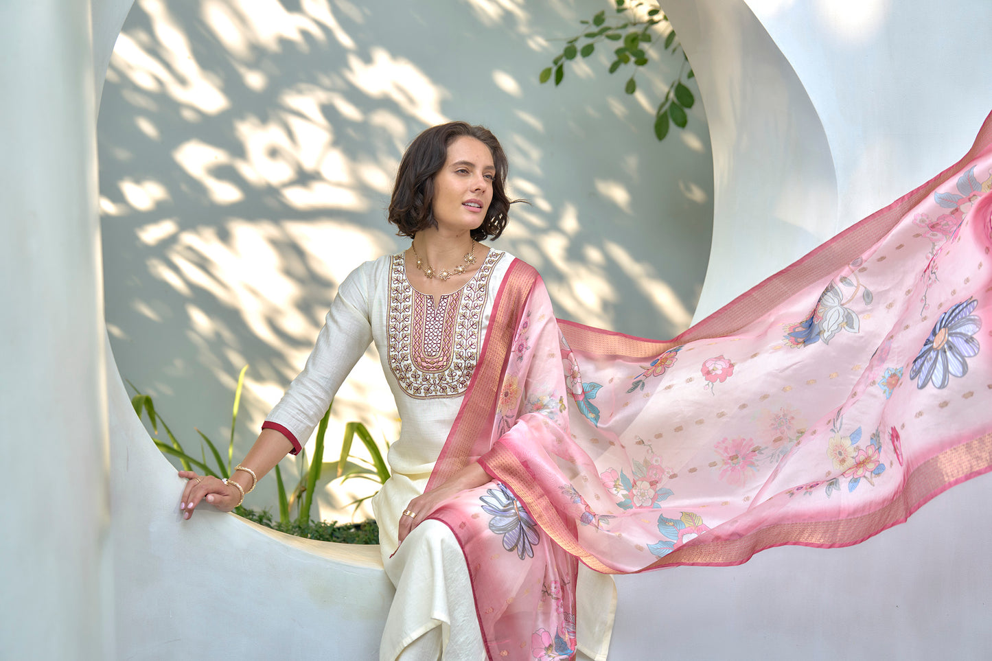 Ivory Embroidered Kurta Set