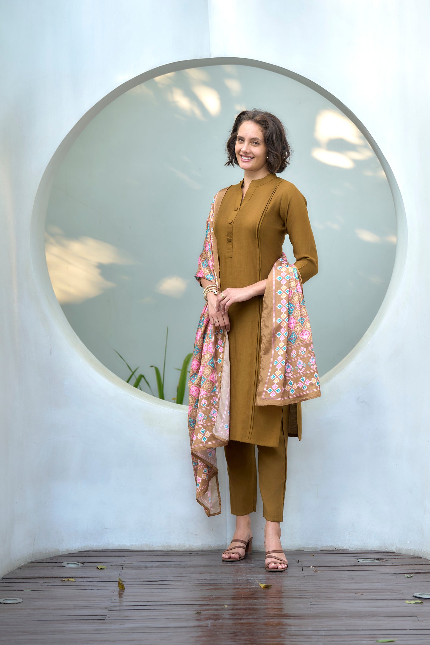 Mustard Brown Kurta Set