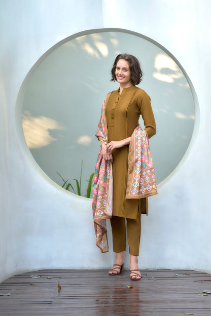 Mustard Brown Kurta Set