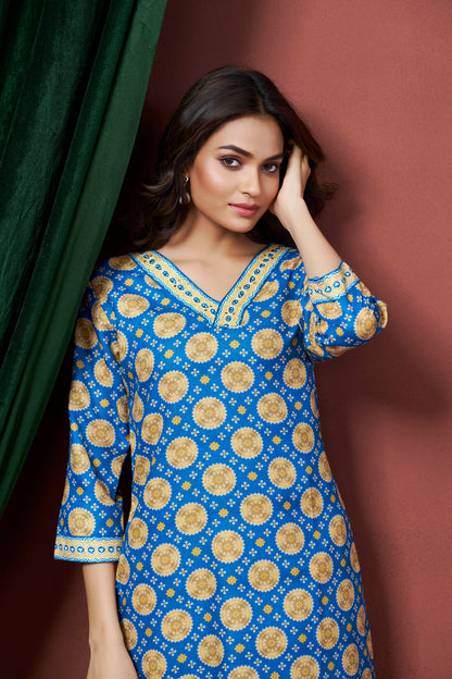 Rimeline Ethnic Motifs Printed Straight Kurta