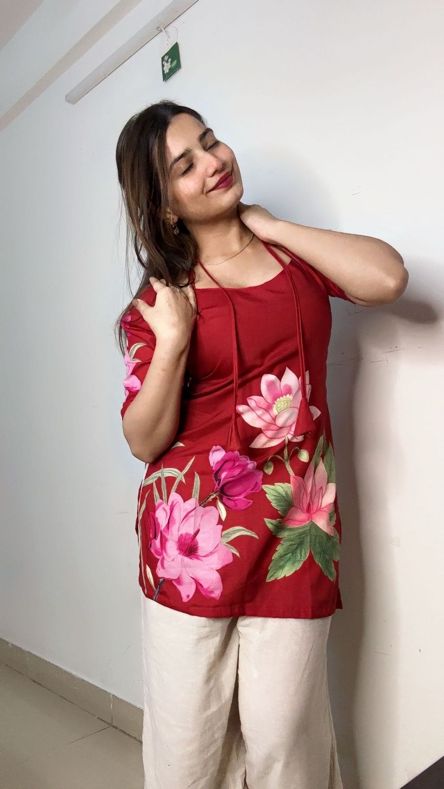 Red Floral Kurti Style Portrait