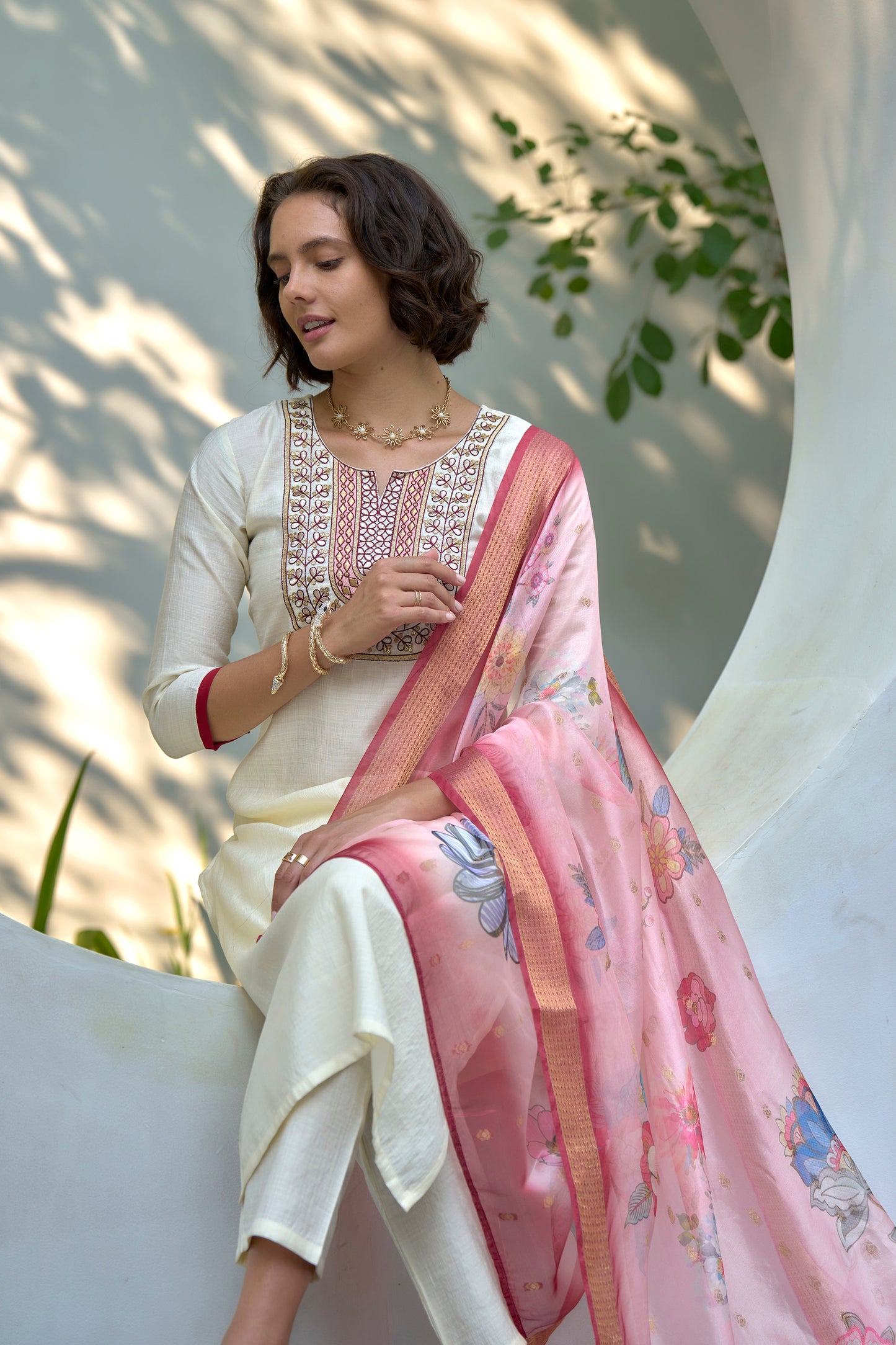 Ivory Embroidered Kurta Set