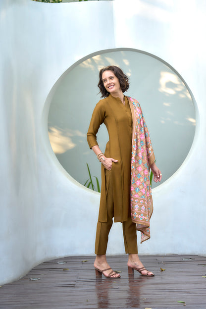 Mustard Brown Kurta Set